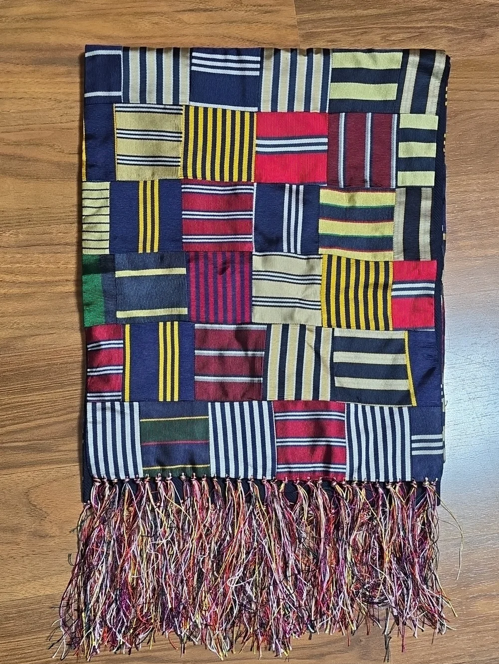 Brooks Brothers Vintage Patchwork Silk & Wool Scarf Repp Tie Ivy Prep USA